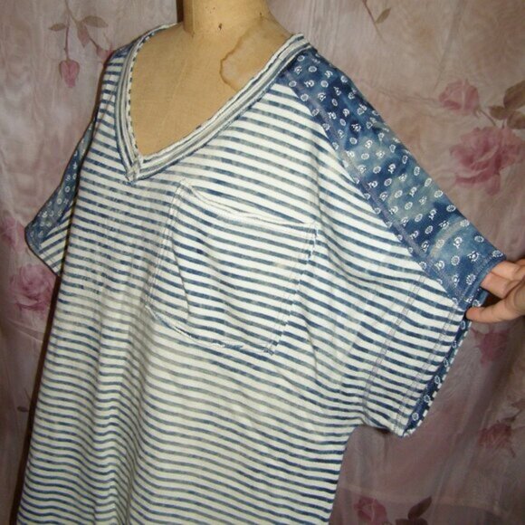 NWOT XS Free People We The Free Oversized fit True Blue Tee Tunic Top - Picture 8 of 11